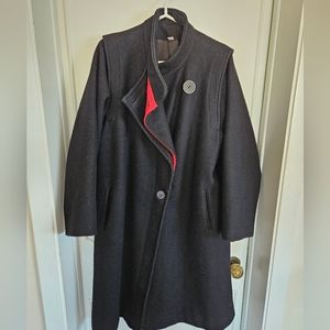 Vintage Irving Posluns Red and Black Wool Coat